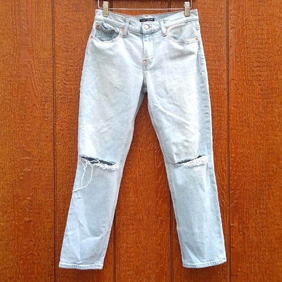 Lucky Brand Denim - Lucky Brand Mid Rise Boyfriend Sienna Light Wash Distressed Ripped Jeans 0/25